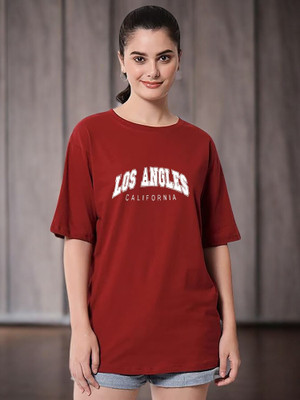 My Swag Typography Women Round Neck Maroon T-Shirt