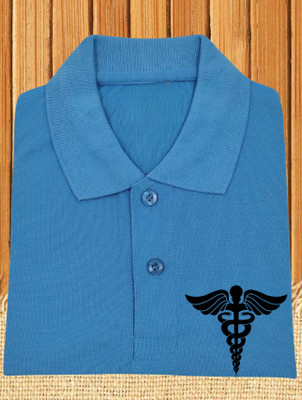 Zoobang Printed Men Polo Neck Light Blue T-Shirt