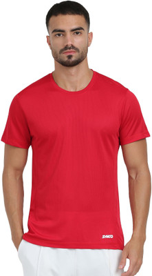 SYNCO Printed Men Round Neck Red T-Shirt