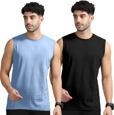 JB Jangoboy Solid Men Round Neck Blue, Black T-Shirt