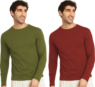 RULEDBYSUN Solid Men Round Neck Multicolor T-Shirt