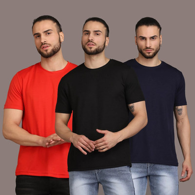 Lakshya Fashions Solid Men Round Neck Multicolor T-Shirt