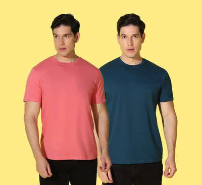 WOOSTRO Graphic Print Men Round Neck Blue, Pink T-Shirt