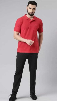 Saigarments Solid Men Polo Neck Red T-Shirt