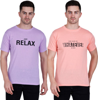 BLACK COOL Graphic Print Men Round Neck Purple, Pink T-Shirt