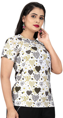 CHEAPER SHOP Printed Women Round Neck Black T-Shirt