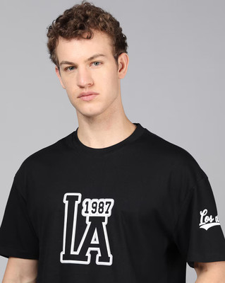 annnackel Typography Men Round Neck Black T-Shirt