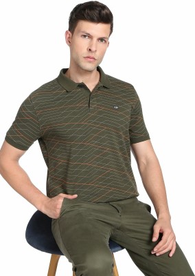 Arrow Sport Printed Men Polo Neck Green T-Shirt