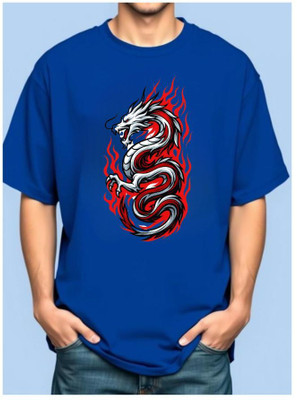 BLOSSOMTRADER Graphic Print Men Round Neck Blue T-Shirt