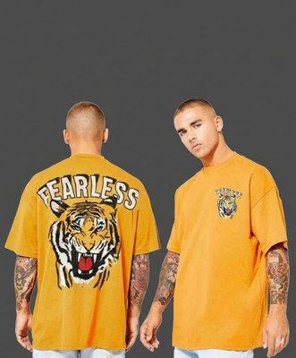 tshirt Solid Men Round Neck Yellow T-Shirt