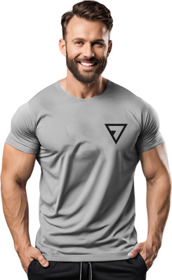 3colors Printed Men Round Neck Grey T-Shirt