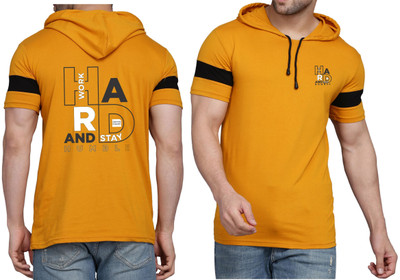 WOOSTRO Printed, Typography Men Round Neck Yellow, White T-Shirt