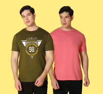 WOOSTRO Printed Men Round Neck Multicolor T-Shirt