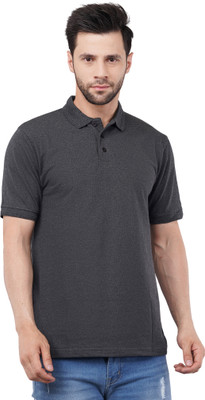 maaidheeya Solid Men Polo Neck Grey T-Shirt