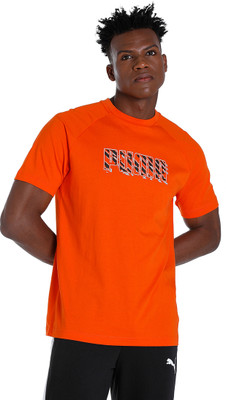 PUMA Printed Men Crew Neck Orange T-Shirt
