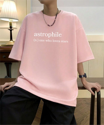 Cool Plus Typography Men Round Neck Pink T-Shirt