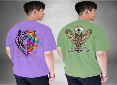 Lecowar Typography, Printed Men Round Neck Green, Purple T-Shirt
