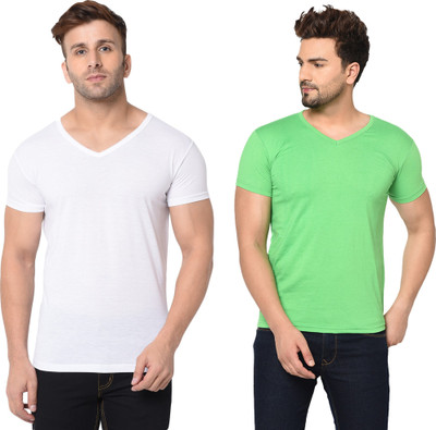 Moordale Fab Solid Men V Neck Multicolor T-Shirt