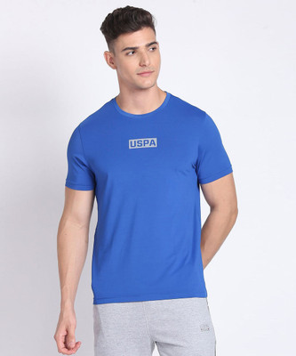 U.S. POLO ASSN. Printed Men Round Neck Blue T-Shirt