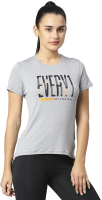 Laasa Sports Typography Women Round Neck Grey T-Shirt