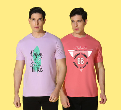 WOOSTRO Typography Men Round Neck Multicolor T-Shirt