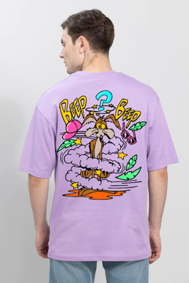 clickwell Printed, Typography Men Round Neck Purple T-Shirt