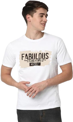 MUUNKEY Graphic Print Men Round Neck White T-Shirt