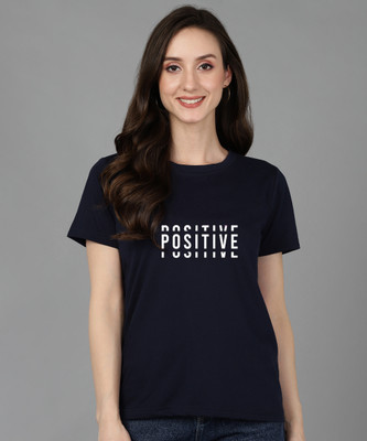 Adyavastram Printed Women Round Neck Blue T-Shirt