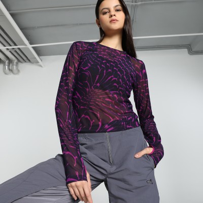 PUMA Printed Women Crew Neck Purple T-Shirt