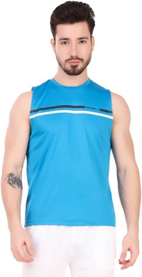 VECTOR X Solid Men Round Neck Blue T-Shirt