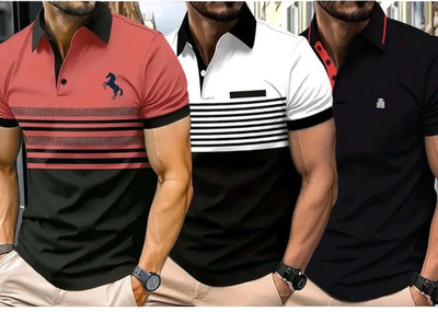 Bliss Bell Solid Men Polo Neck Multicolor T-Shirt
