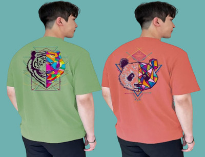 Clothy Trend Printed Men Round Neck Multicolor T-Shirt