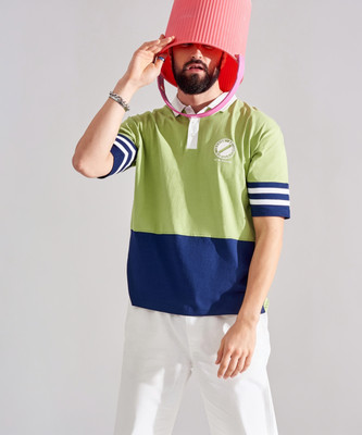 MANIAC Colorblock Men Polo Neck Green T-Shirt