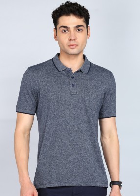 INDIAN TERRAIN Solid Men Polo Neck Blue T-Shirt