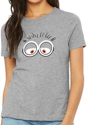 Nilan Tees Wear Printed Women Round Neck Grey T-Shirt