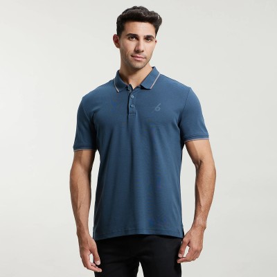JOCKEY Solid Men Polo Neck Navy Blue T-Shirt