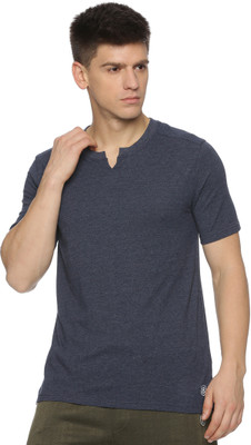 DOMIN8 Solid Men Round Neck Blue T-Shirt