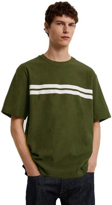 Styvibe Striped, Solid Men Round Neck Green T-Shirt
