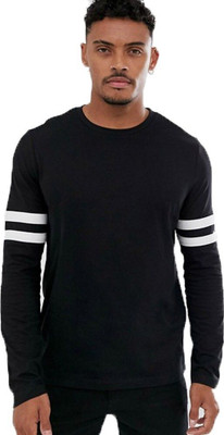 Styvibe Solid Men Round Neck Black T-Shirt
