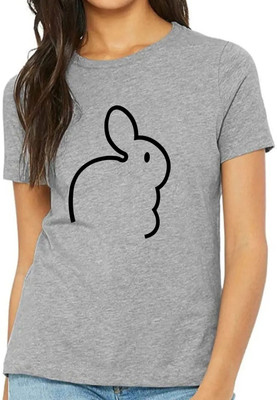 Nilan Tees Wear Printed Women Round Neck Grey T-Shirt