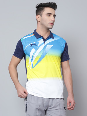 Shiv Naresh Printed Men Polo Neck Multicolor T-Shirt