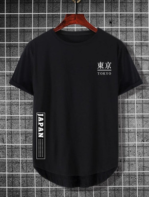 SPOWEARY Printed Men Round Neck Black T-Shirt