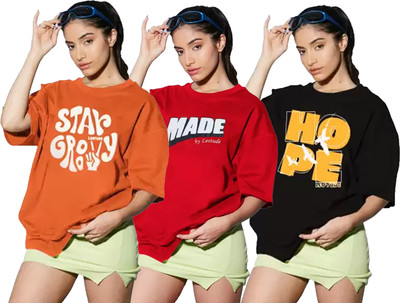 Leotude Printed Women Round Neck Multicolor T-Shirt