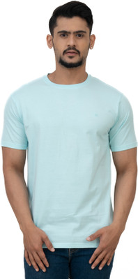 Cotstyle Solid Men Round Neck Blue T-Shirt