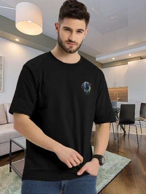 Dark Drive Printed Men Round Neck Black T-Shirt
