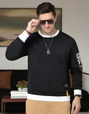 TrendShaper Printed Men Round Neck Black T-Shirt