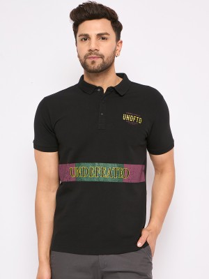 DUKE Printed Men Polo Neck Black T-Shirt