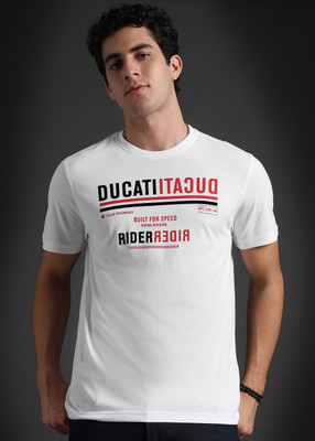 DUCATI Printed Men Round Neck White T-Shirt