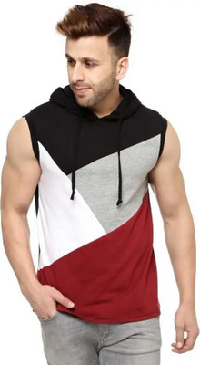 KnightSquire Colorblock Men Hooded Neck Multicolor T-Shirt
