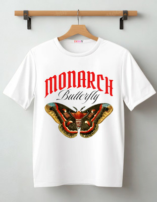 DIBBY Printed Men Round Neck White T-Shirt